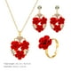 thumbnail image 2 of 1 juego de collar y pendientes con forma de rosa, anillo y collar con forma de rosa para boda o San Valentín., 2 of 6