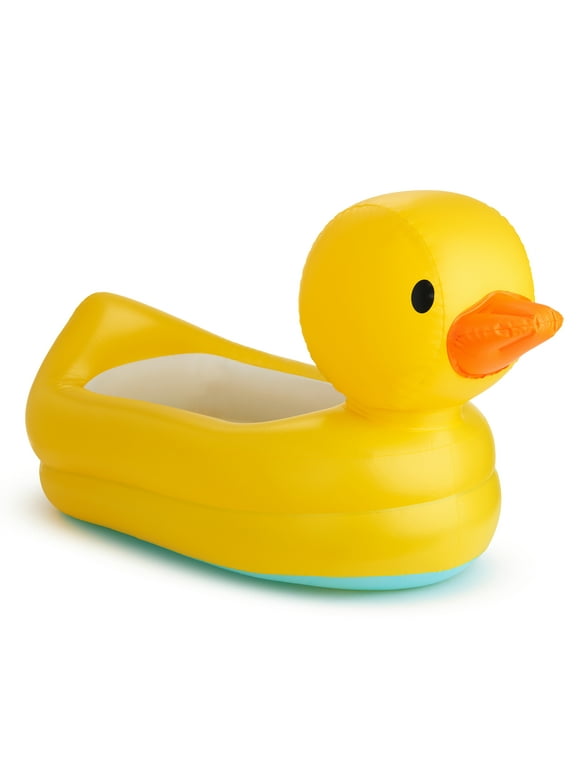 Munchkin Duck Inflatable Baby Bathtub with White Hot Heat Alert, Yellow, Unisex