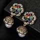 thumbnail image 4 of Women Vintage Golden Wind bell Earring Rhinestones Faux Pearl Dangles Ear Stud, 4 of 4
