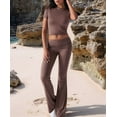 thumbnail image 6 of Solid Color Slim Fit Short Sleeve Trousers Suit Coffee S, 6 of 8