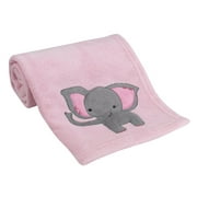 Bedtime Originals Twinkle Toes Soft Pink Coral Fleece Elephant Baby Blanket