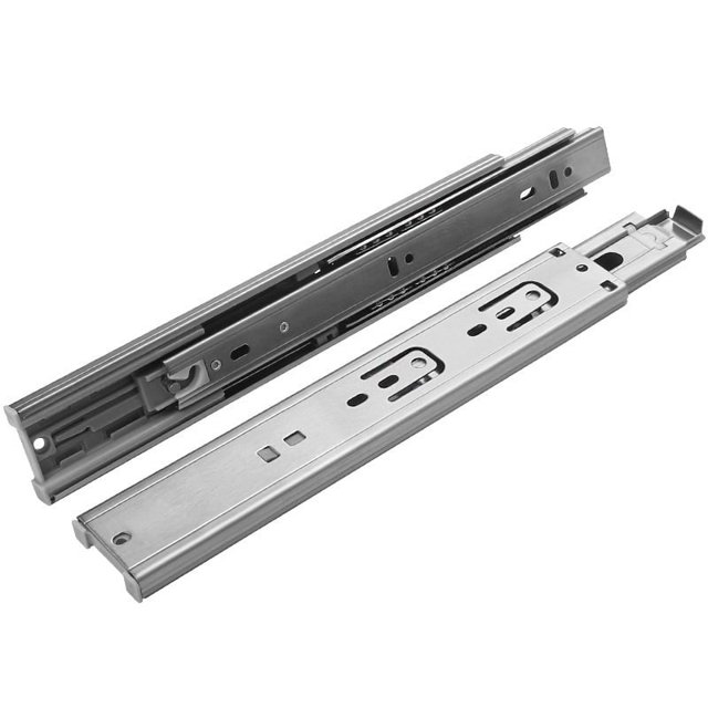 Correderas para cajones, correderas telescópicas de acero inoxidable de extensión completa de tres secciones de 250 a 1000 mm, guías de cocina engrosadas de 1,2 mm para debajo del escritorio