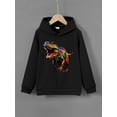 thumbnail image 3 of Cool Colorful Dinosaur Print Boys Casual Pullover Long Sleeve Hoodies, Boys Sweatshirt For Spring Fall, Kids Hoodie Tops Outdoor, 3 of 9
