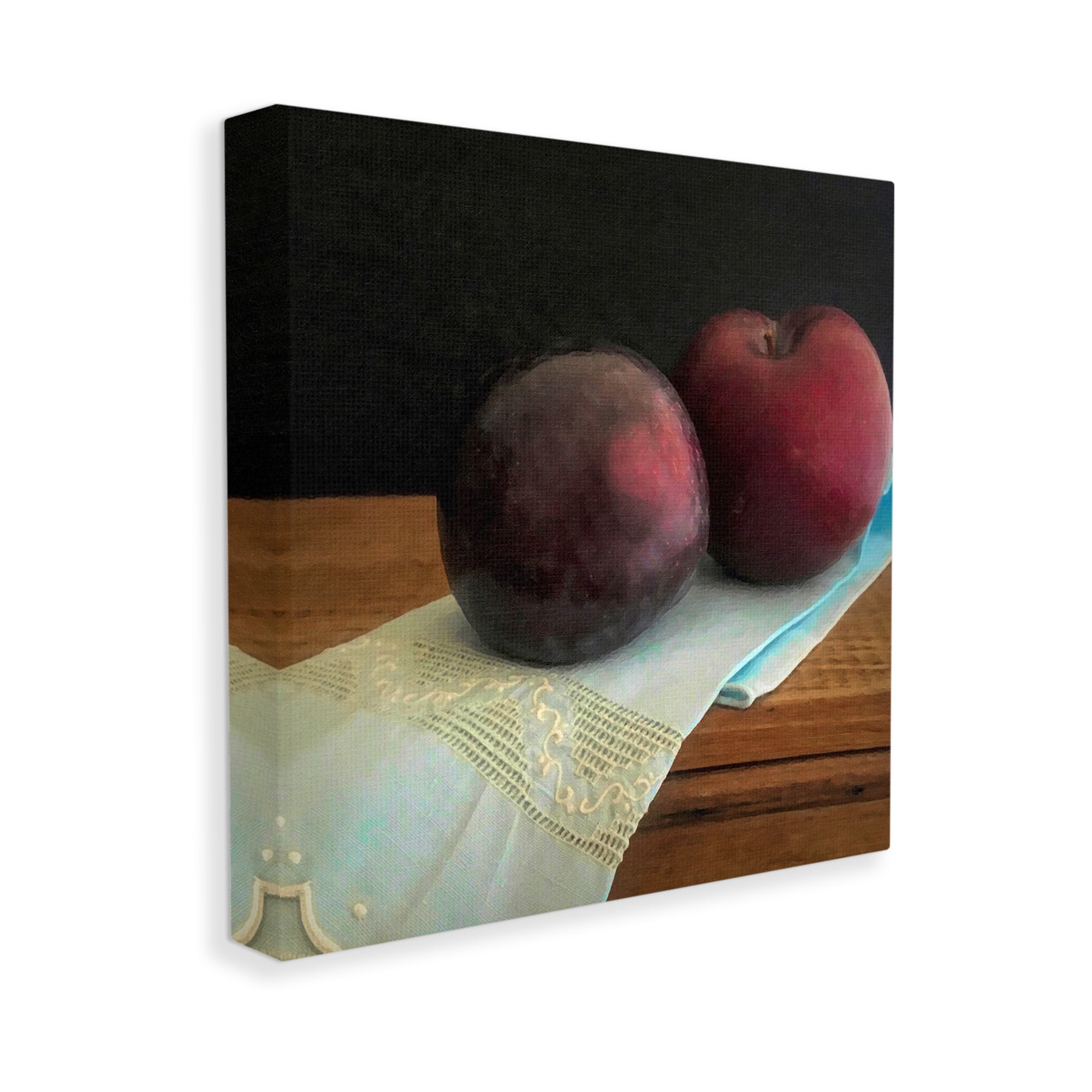 Stupell Industries Two Plums Still Life Food & Beverage Painting Gallery Wrapped Canvas Art Print Wall Art, 17 x 17