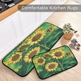 thumbnail image 2 of Wobogo Sunflower Green Background Kitchen Carpet Set of 2 Absorbent and Stain Resistant Non-slip Star Rubber Backing, 2 of 7