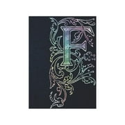 Notebook: Art Nouveau Initial F - Multi Color on Black - Lined Diary / Journal