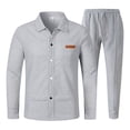 thumbnail image 3 of RUTAYY Men's Outfits Solid Color Long Sleeve Solid Color Jacket and Pants with Drawstring Pocket Casual Breathable Holiday Chic Clothing Sets, 3 of 4