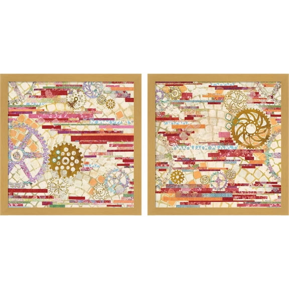 Great Art Now EU Timetable Red by Kathy Ferguson, 2 Piece Framed Art Set Each 13"W x 13"H
