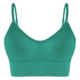 thumbnail image 3 of QATAINLAV Woman Padded Seamless Wireless Sport Bras Solid Casual Summer Spaghetti Straps Bralette Yoga Workout Crop Tops Green S, 3 of 6