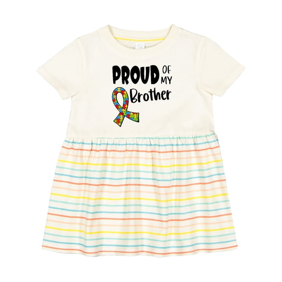 Inktastic Proud of My Brother Autism Awareness Puzzle Piece Ribbon Girls Baby Dress