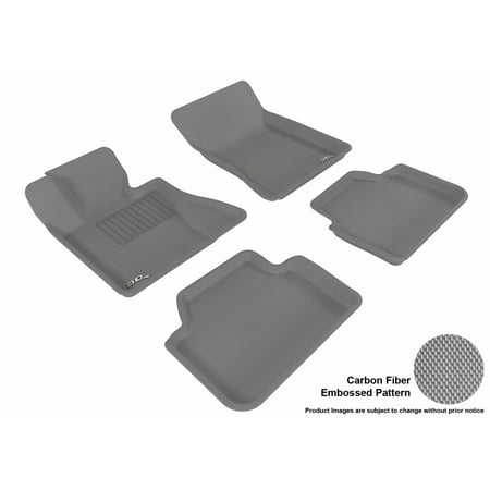 - 3D MAXpider Stylish Custom Fit All Weather Floor Mats for 2004-2010 BMW X3 (E83) Front & Second Row in Gray with Carbon Fiber Look