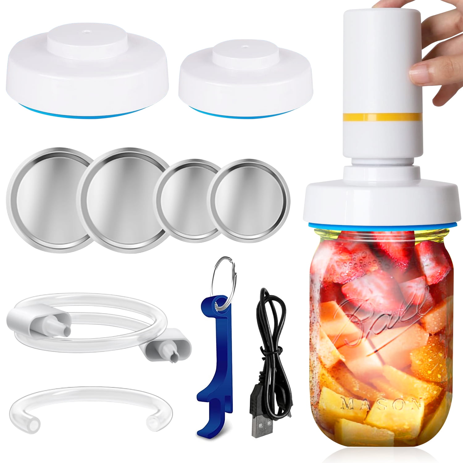 Electric Mason Jar Vacuum Sealer Kit for Wide Mouth & Regular Mouth