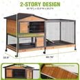 thumbnail image 3 of Aivituvin Large Wooden 2-Story Rabbit Hutch for 2-4 Bunnies – Heavy Duty Metal-Framed Rabbit Cage with 6 Smooth-Rolling Wheels, 3 Easy-Clean Pull-Out Trays & 6 Access Doors, Indoor Outdoor (Brown), 3 of 10
