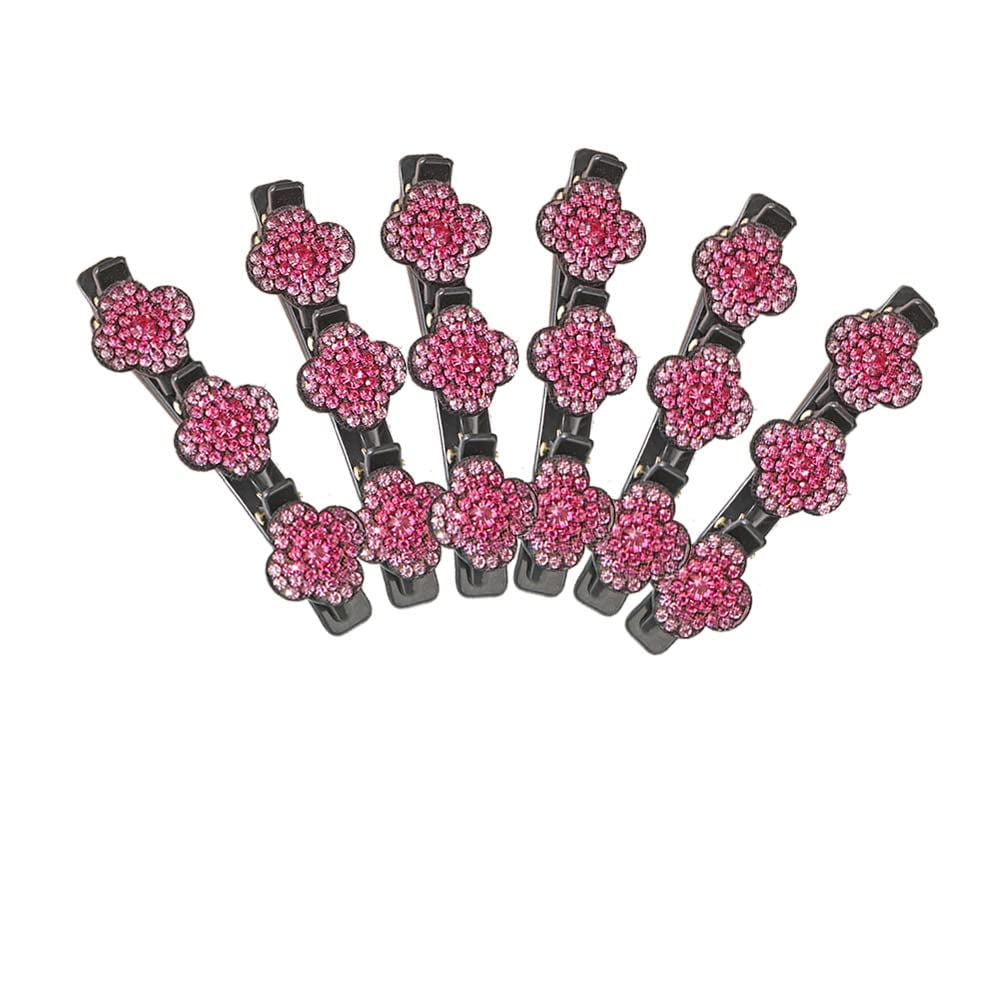 6pcs Sparkling Crystal Stone Hair Clips, Braided Hair Clip with 3 Small