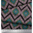 thumbnail image 3 of Soimoi Black Cotton Poplin Fabric Seamless Damask Print Sewing Fabric Yard 56 Inch Wide, 3 of 3