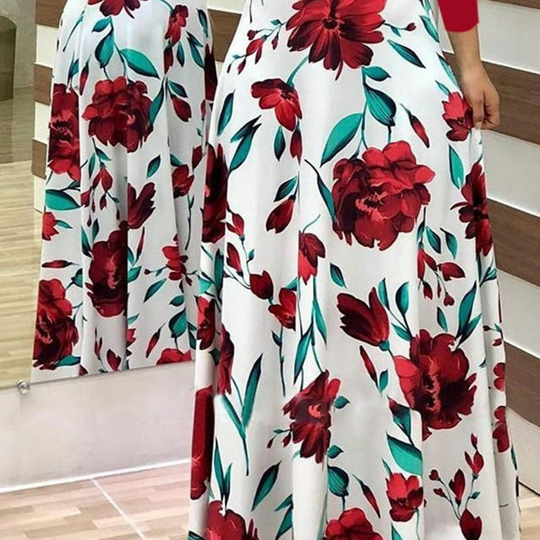 Frostluinai 2022 Fall Dresses For Women, Long Sleeve Maxi, Plus Size,  Casual Boho Floral Print Patchwork - Walmart.com