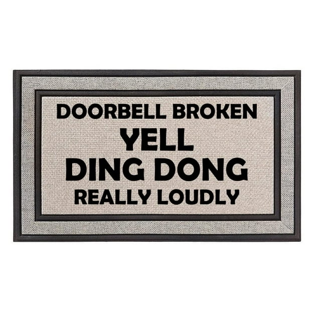 Outdoor Indoor Doormat 18" x 30" Gray / Beige / Black Rubber Backed