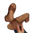 thumbnail image 6 of Eltusu Women Slide Sandals, Breathable Slip On Block Heel Open Toe Ladies Shoes Brown Size 7.5, 6 of 9