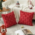 thumbnail image 3 of putnchl Christmas Tree Star Green Throw Pillow Cover Set of 2, 18 x 18 Inch Soft Plush Faux Fur Jacquard Festivals Winter Cushion Case Decoration for Sofa Couch（Red）, 3 of 7