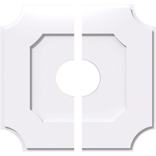 Ekena Millwork CMP16LE2-04000 16 Po OD x 4 Po ID Carré Locke Architectural Grade Médaillon de Plafond Contemporain PVC - 2 Pièces