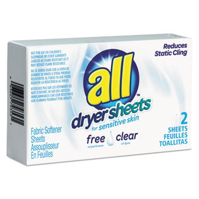 VEN 2979353 Free Clear Vend Pack Dryer Sheets, Fragrance Free 2 Sheets per Box, 100 Box per