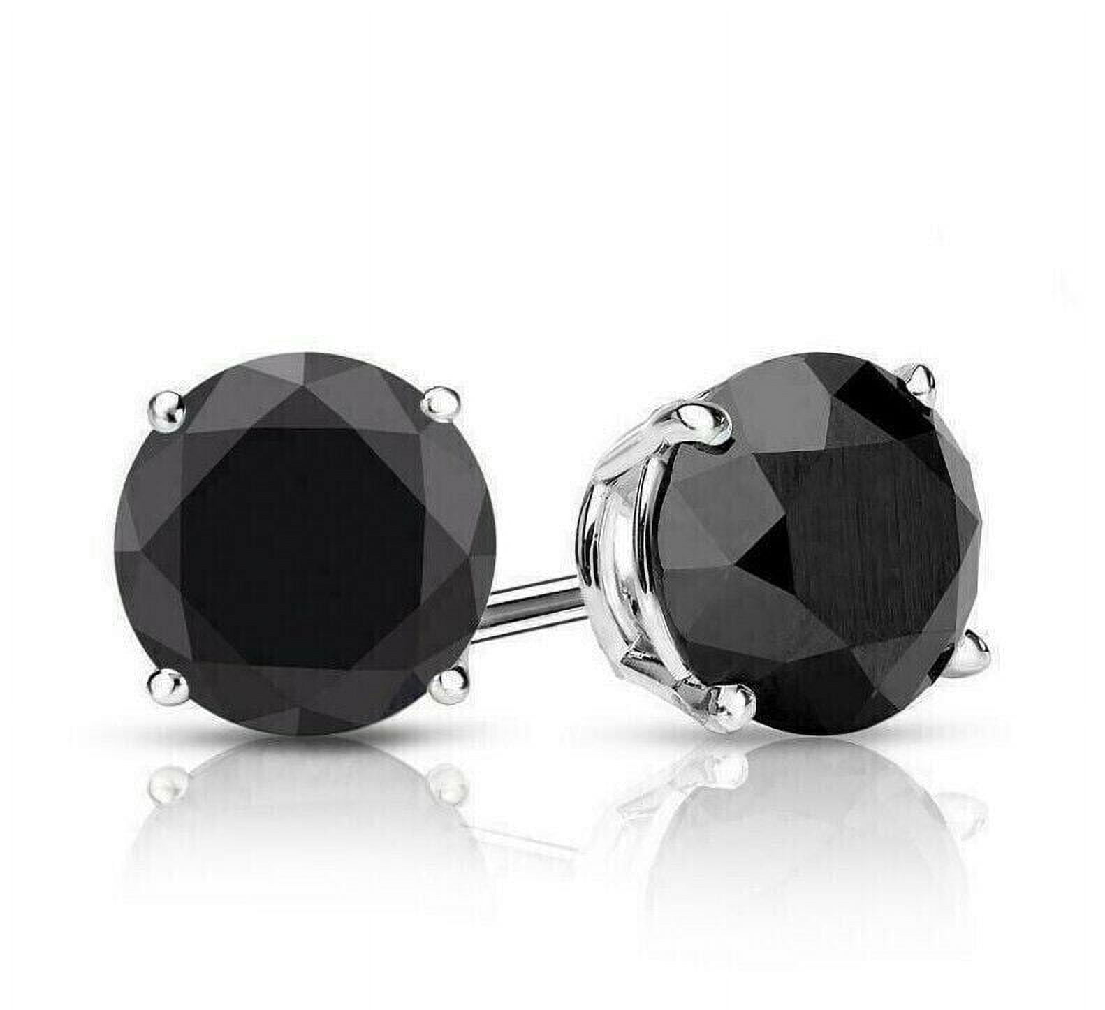 2Ct Round Cut Black Diamond Screw back Stud Earrings 14k White Gold Plated Silver