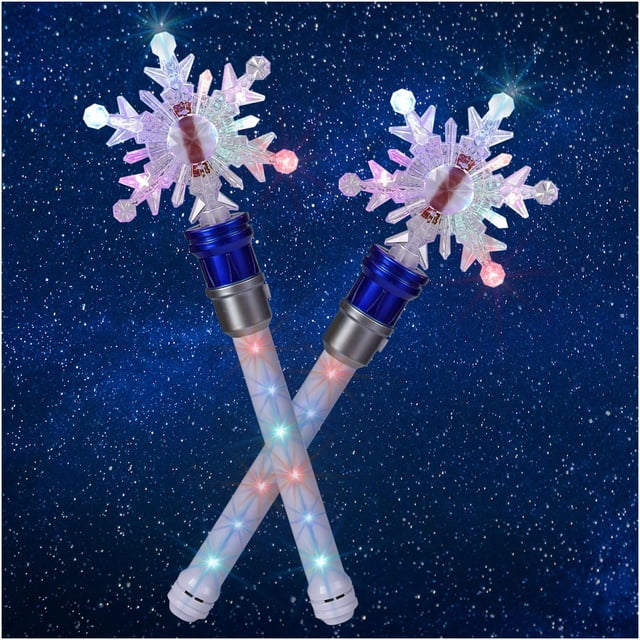 Varita de copo de nieve congelada iluminada - Varitas giratorias de copo de nieve Varita mágica Juguete giratorio para niñas y niños Juguetes sensoriales de princesa mágica Regalo de Navidad y cumplea