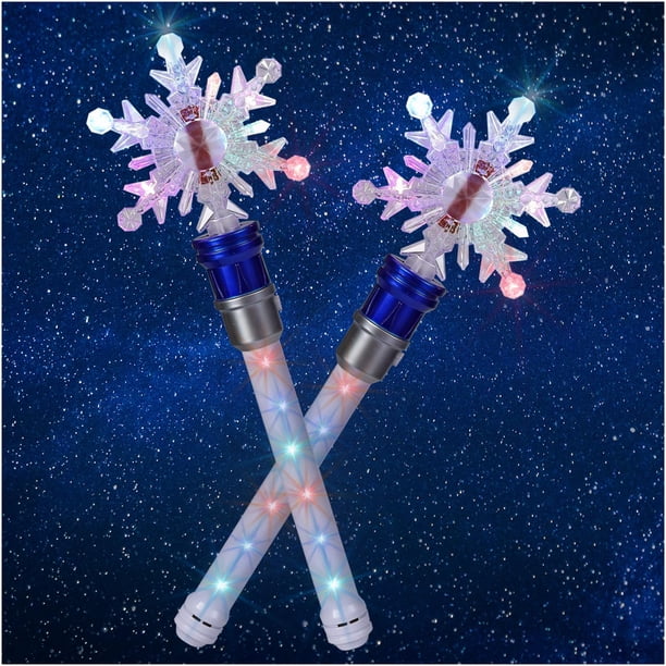 Varita de copo de nieve congelada iluminada - Varitas giratorias de copo de nieve Varita mágica Juguete giratorio para niñas y niños Juguetes sensoriales de princesa mágica Regalo de Navidad y cumplea