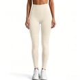 thumbnail image 7 of GXWEA Leggings For Women Ladies Full Length Stretch Yoga Leggings Textured Hip Panel High Rise Daily Fitness Pants(L,Beige), 7 of 7