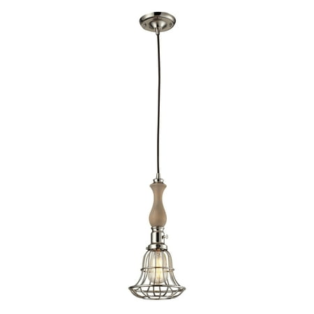 

Landmark Lighting 65147-1 Spun Wood 1 Light Pendant in Washed Pine & Polished Nickel