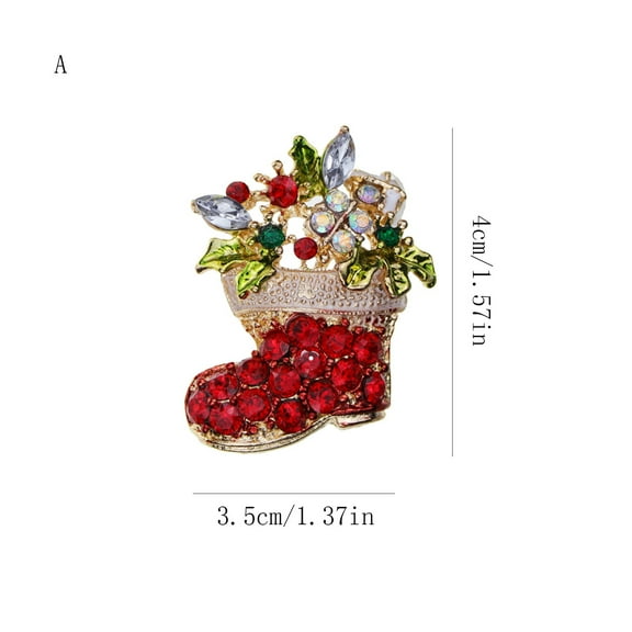 Sanfanil Brooch Pin Set Rhinestone Christmas Style Pins Snowman Bells Christmas Trees Jewelry Pins For Xmas Decorations