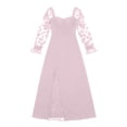 thumbnail image 4 of Women's Lace Sleeve Maxi Dress Square Neck Ruched Slit Lace Patchwork Formal Evening Gown for Wedding Guest, 4 of 4