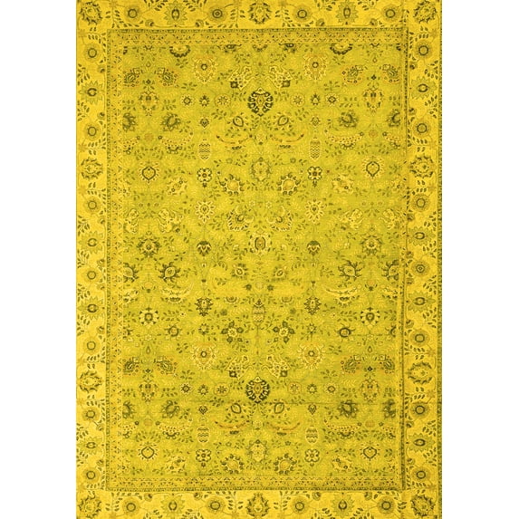 Ahgly Company Indoor Rectangle Oriental Yellow Traditional Area Rugs, 5' x 7'