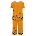 thumbnail image 4 of SwiftWear Halloween Pajamas Sets for Women Castle Pumpkin Bat Cute Spider Ghost Print Homewear Lounge Set Short Sleeve Henley Shirts Capris XXL, 4 of 4