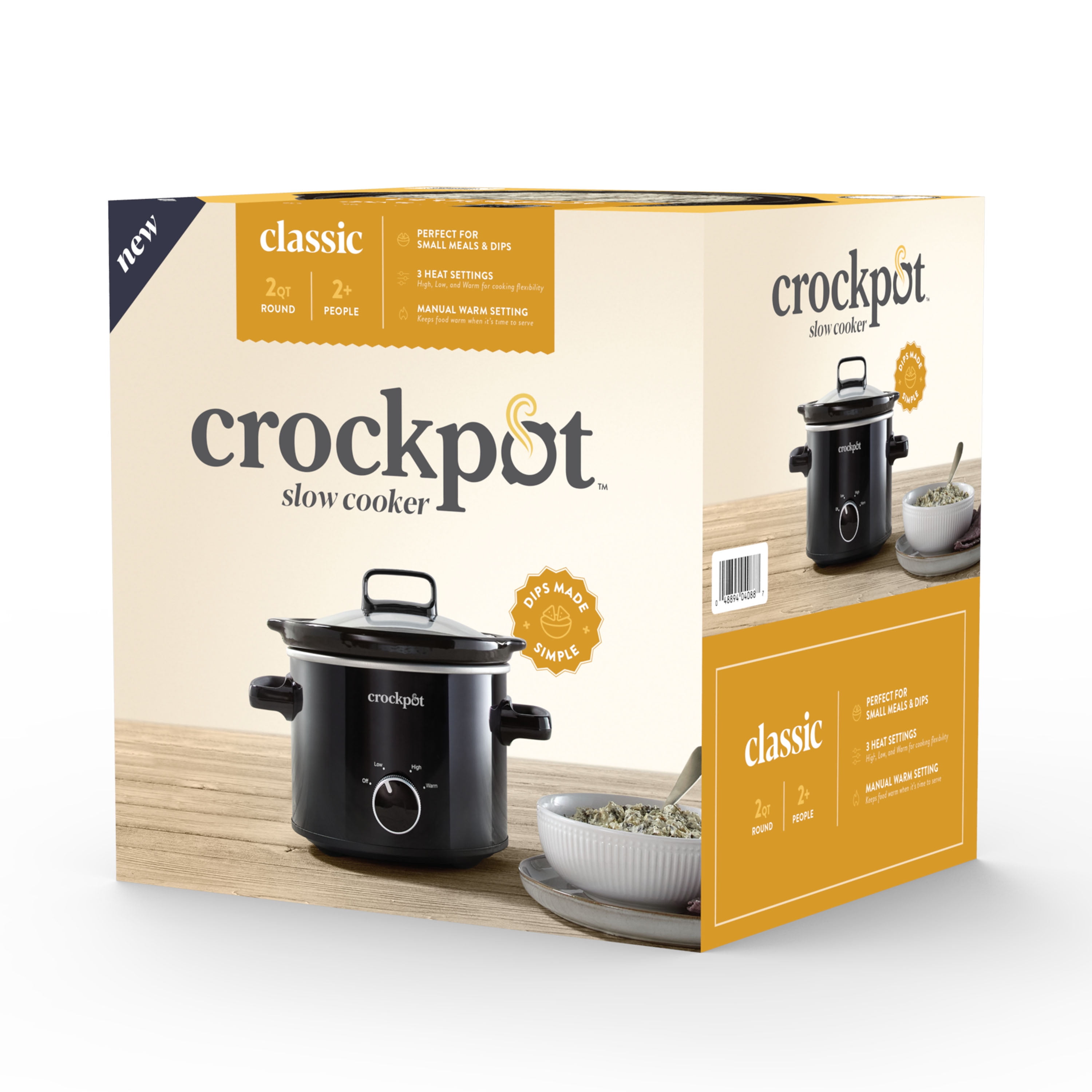 RIVAL 2-QT small Crockpot SLOW COOKER, MODEL #MD-YHJ20DW - White