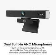 MEE audio 4K Ultra HD Professional Webcam with Wide Angle Lens, 4x Digital Zoom, and Dual Active Noise Cancelling Microphones for Conference Use