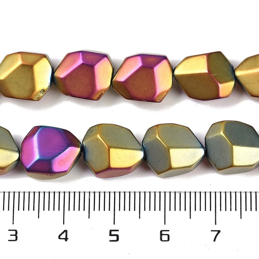 Electroplate Glass Beads Strands Frosted Faceted Polygon Magenta 12.5x9.5x7mm Hole: 1mm about 50pcs/strand 23.86 inch(60.6cm)
