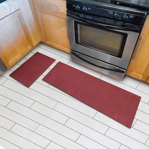 Set of 2 NonSkid Floor Mats Color Burgundy