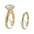 thumbnail image 2 of PalmBeach Jewelry Round Cubic Zirconia 2-Piece Solitaire Wedding Ring Set 3 TCW in Gold-Plated or Platinum-Plated Sterling Silver, 2 of 8