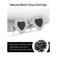 thumbnail image 5 of ChicSilver 925 Sterling Silver Heart Stud Earrings Cubic Zirconia Black Onyx Earrings for Women Hypoallergenic Earrings, 5 of 8