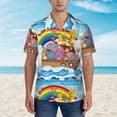 thumbnail image 2 of Pofeuu Rainbow Animals on Noah's Ark Print Hawaiian Shirt for Men Sleeves Casual Button Down Summer Beach Dress Shirts T-Shirts,Small, 2 of 7