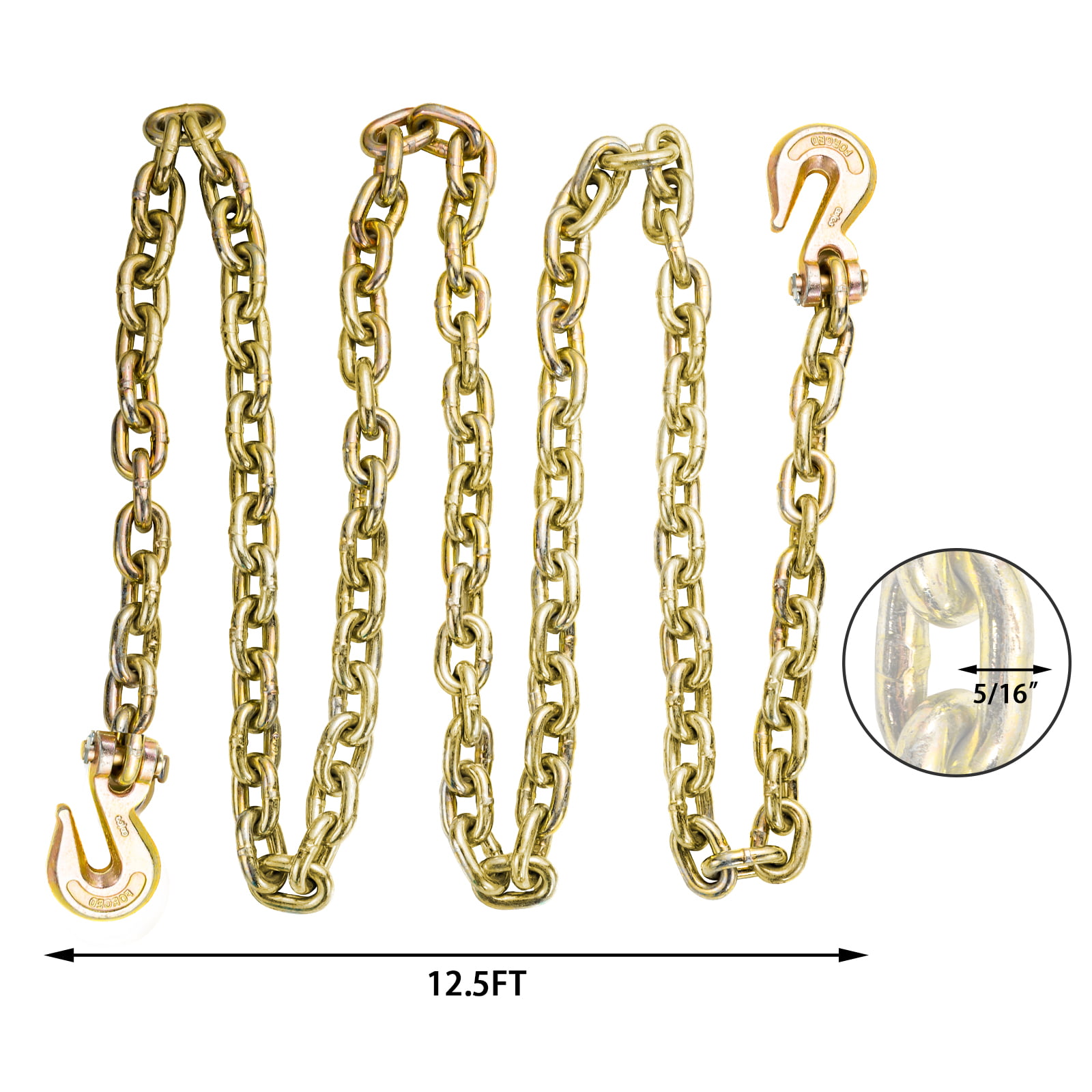 1/4" X 12ft H D Tow Chain With Hooks Towing Pulling Secure Truck Cargo Chains 