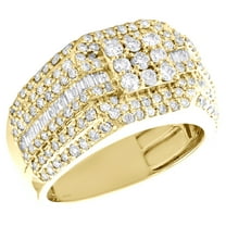 10K Yellow Gold Baguette Diamond Square Step Shank Band 13mm Pinky Ring 2.30 CT.