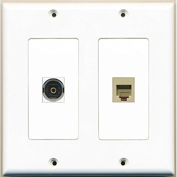 RiteAV - 1 Port Phone RJ11 RJ12 Beige 1 Port Toslink - Dual Gang Wall Plate