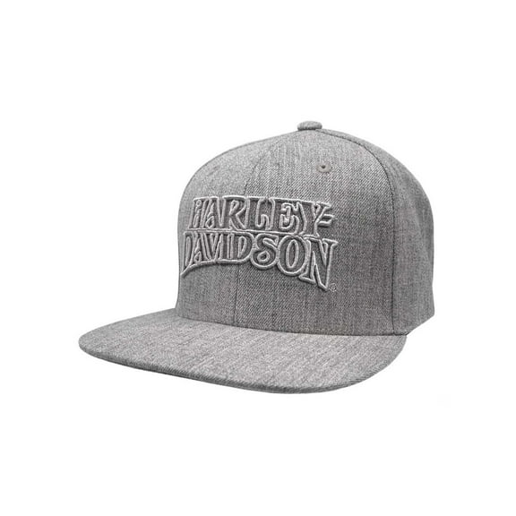 Harley-Davidson Men's Ironhead Snapback Flat Brim Baseball Cap - Heather Gray, Harley Davidson