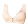 thumbnail image 4 of Wang6 Womens Front Hook Closure Bras No Wire Seamless Everyday Bras Large Bust Lace Demi Underwear Deep V Neck T Shirt Bra Bralettes Beige L, 4 of 5
