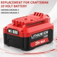 thumbnail image 4 of 4-Pack 20V 6.0Ah Replacement Battery for Craftsman V20 Lithium Ion Battery CMCB205 CMCB204 CMCB204-2 CMCB202 CMCB202-2, 4 of 6