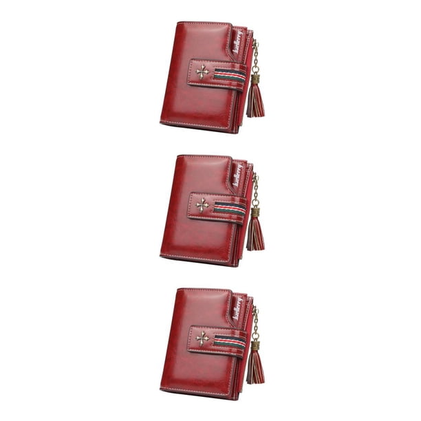 Cartera de Cuero Minnieouse con borla monedero plegable para almacenamiento de cambio de dinero