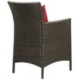 thumbnail image 3 of Modway Conduit 17" Rattan & Aluminum Patio Dining Armchair in Brown & Red, 3 of 3