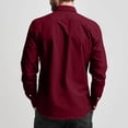 thumbnail image 4 of IAJDKMEK Men's Long Sleeve Button Down Shirt - Loose Collared Casual Top, Relaxed Shirts for Men with Classic Button Front, Soft Mens Casual Shirts for Smart Events,Wine M, 4 of 7